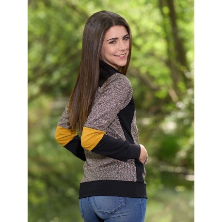 Chaqueta jacquard mostaza