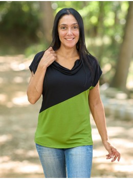 Camiseta negra combi aceituna