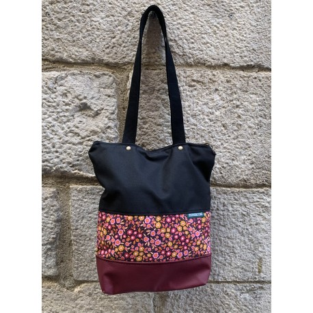 Bolso tote granate flores fucsia