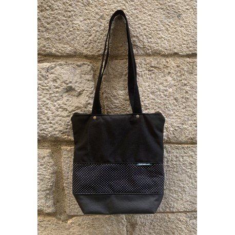 Bolso tote negro lunares