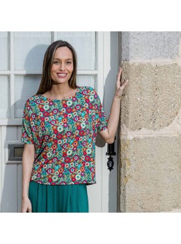 Camiseta esther viscosa retro flores