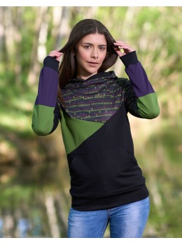 Sudadera unisex capucha lila oliva