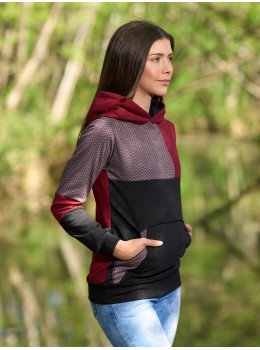 Sudadera unisex capucha burdeos espiga