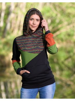 Sudadera unisex capucha teja oliva