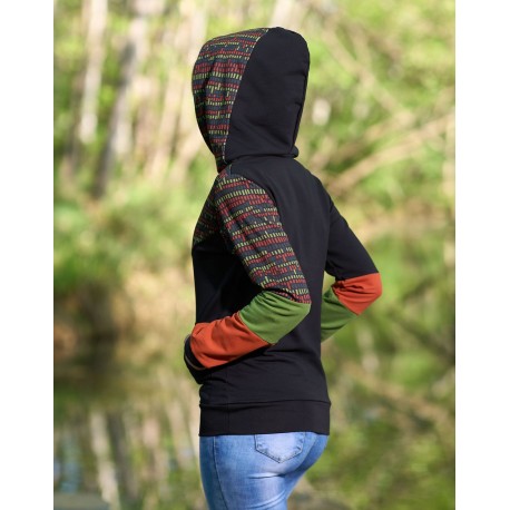 Sudadera unisex capucha teja oliva