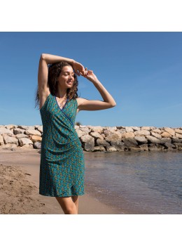 Vestido oria azul flores