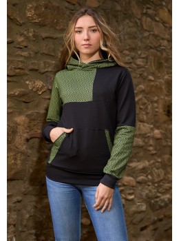 Sudadera unisex TALLA M capucha print verde