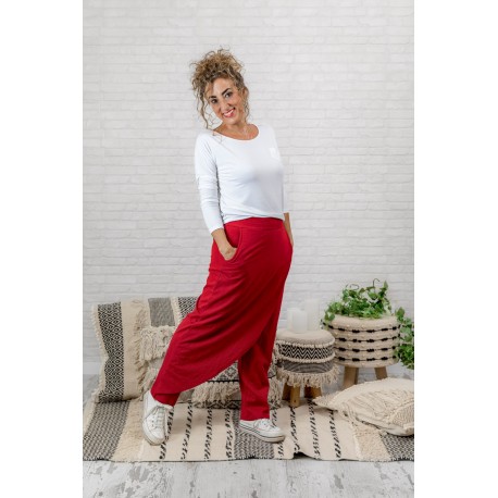 Pantalones flora rojo