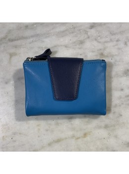 Cartera piel azul