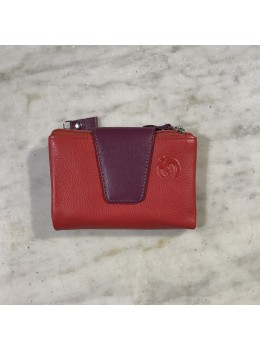 Cartera piel roja