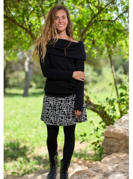 Falda jacquard abstract negra