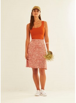 Falda 3/4 viscosa print naranja