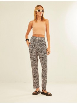 Pantalons viscosa butxaques print negra