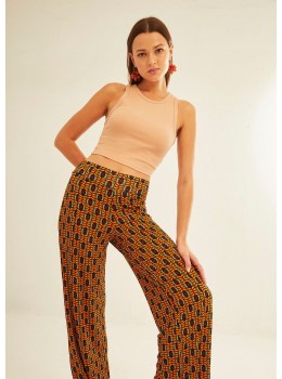 Pantalones viscosa retro flower