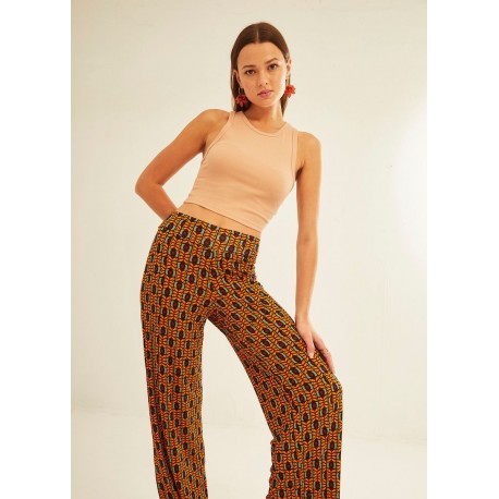 Pantalones viscosa retro flower